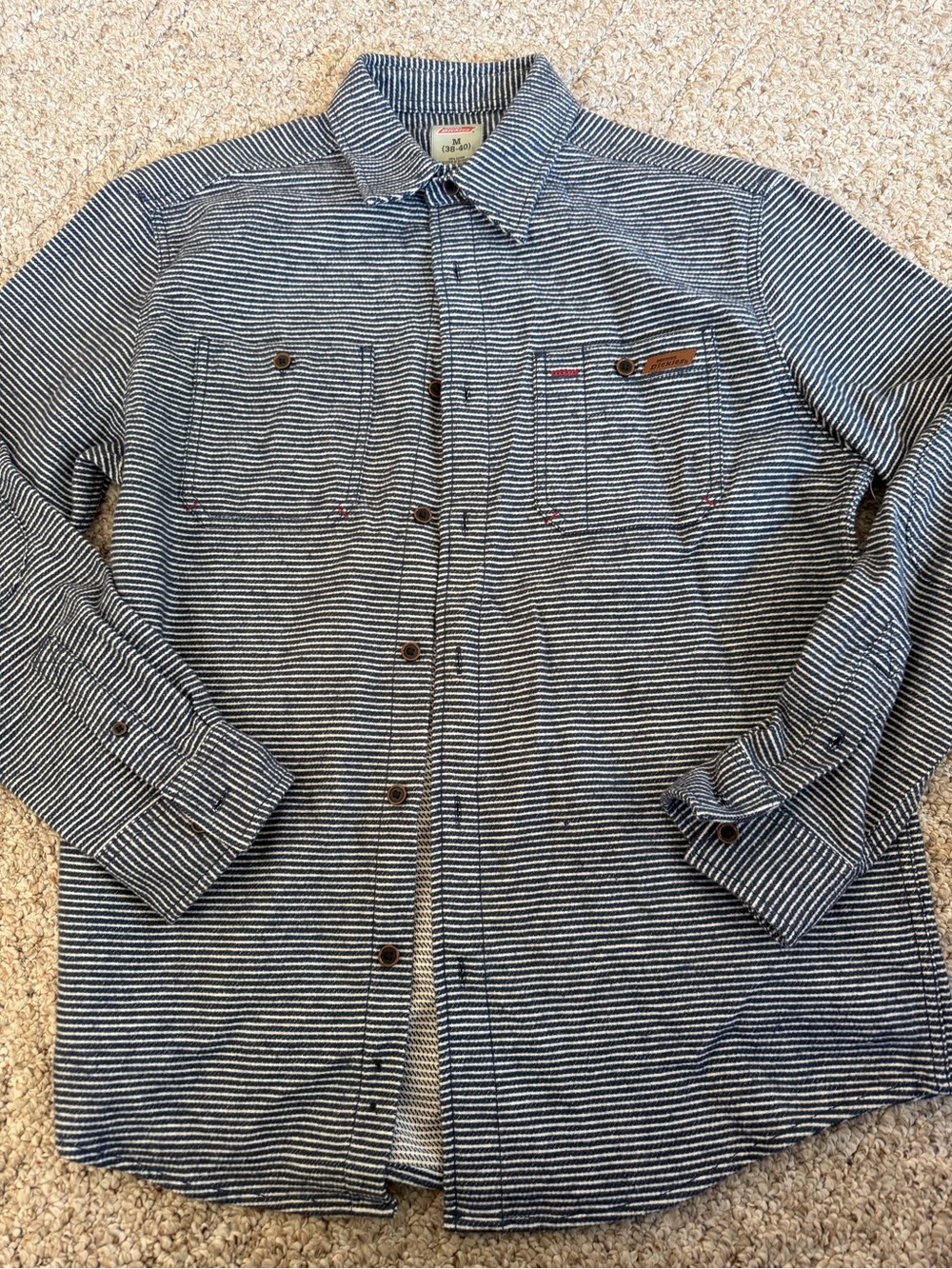 DickStriped Button-Up Shirt - Navy & White